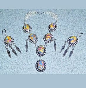 Mosaic Jasper Necklace/Earrings Set